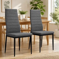 Contemporary Grey Fabric Dining Chairs, Set of 2