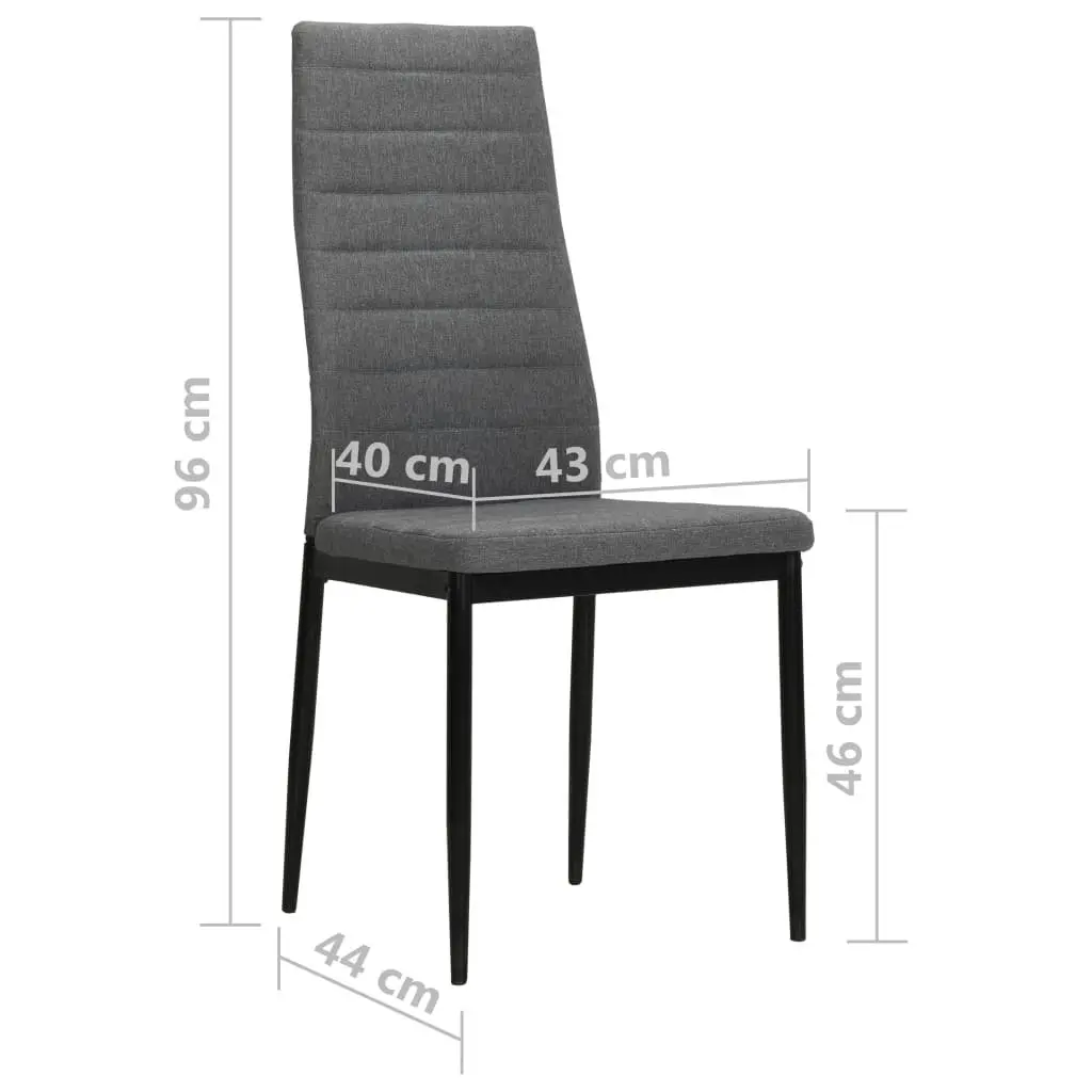 Dining Chairs Set 4 pcs Grey Fabric Kitchen Room Seating Comfortable Padded