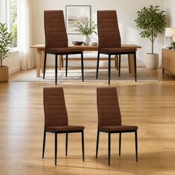 Dining Chairs Set of 4 with Steel Frame and Polyester Upholstery