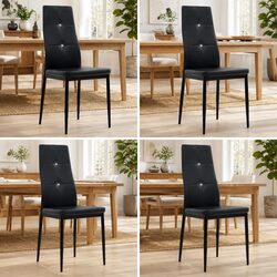 Modern Dining Chairs Set of 4 with Faux Leather Upholstery