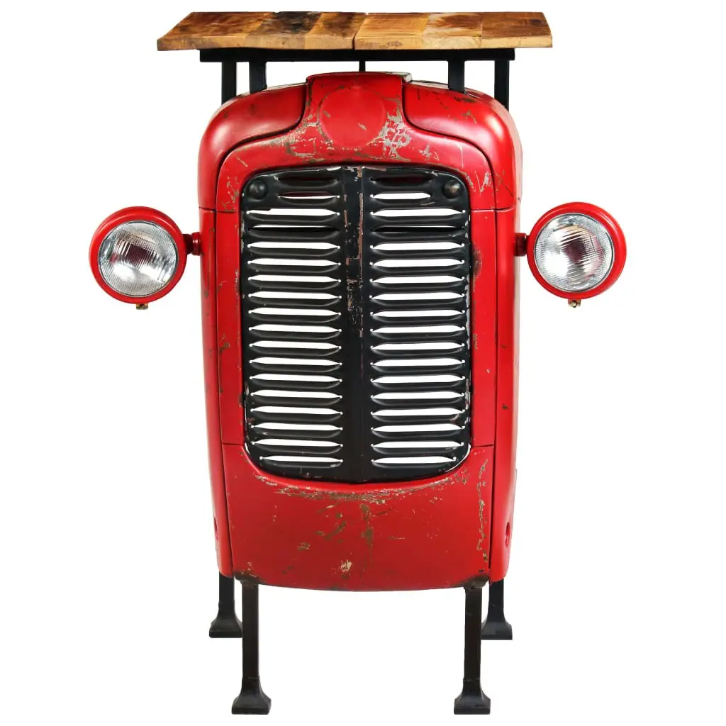 Bar Set 3 Piece Solid Mango Wood Industrial Tractor Design Kitchen Dining