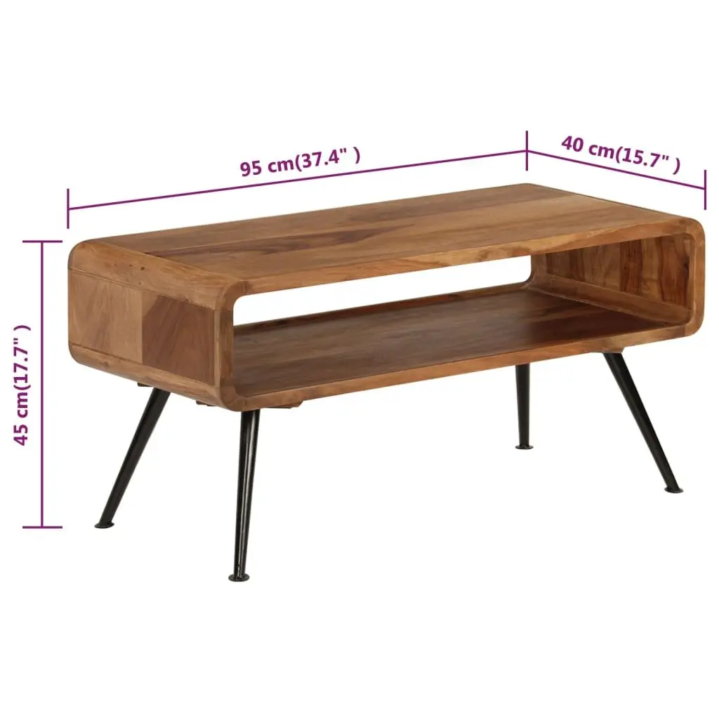 Coffee Table Solid Acacia Wood Large Storage Brown