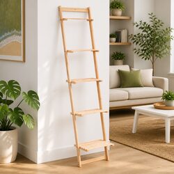 Compact Ladder Wall Shelf in Solid Cedar Wood
