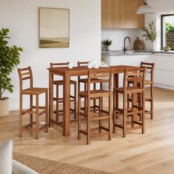 Brown High Top Bar Table with Solid Acacia Wood