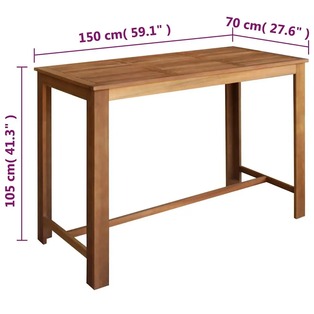 Bar Table and Stool Set Rustic Solid Acacia Wood 7 Pieces Brown