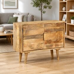 Solid Mango Wood Sideboard Cabinet with Vintage Appeal