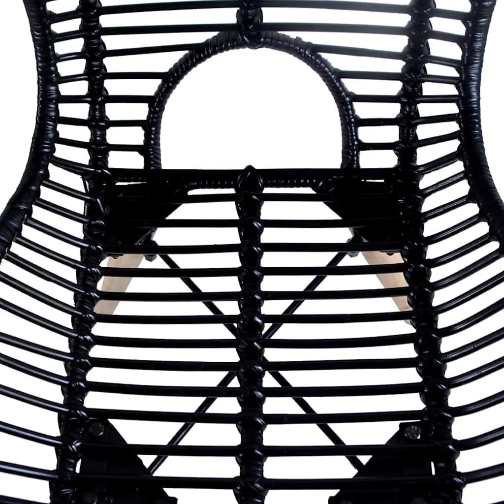 Dining Chairs Water Resistant Black Natural Rattan Wooden Legs 4 Piece