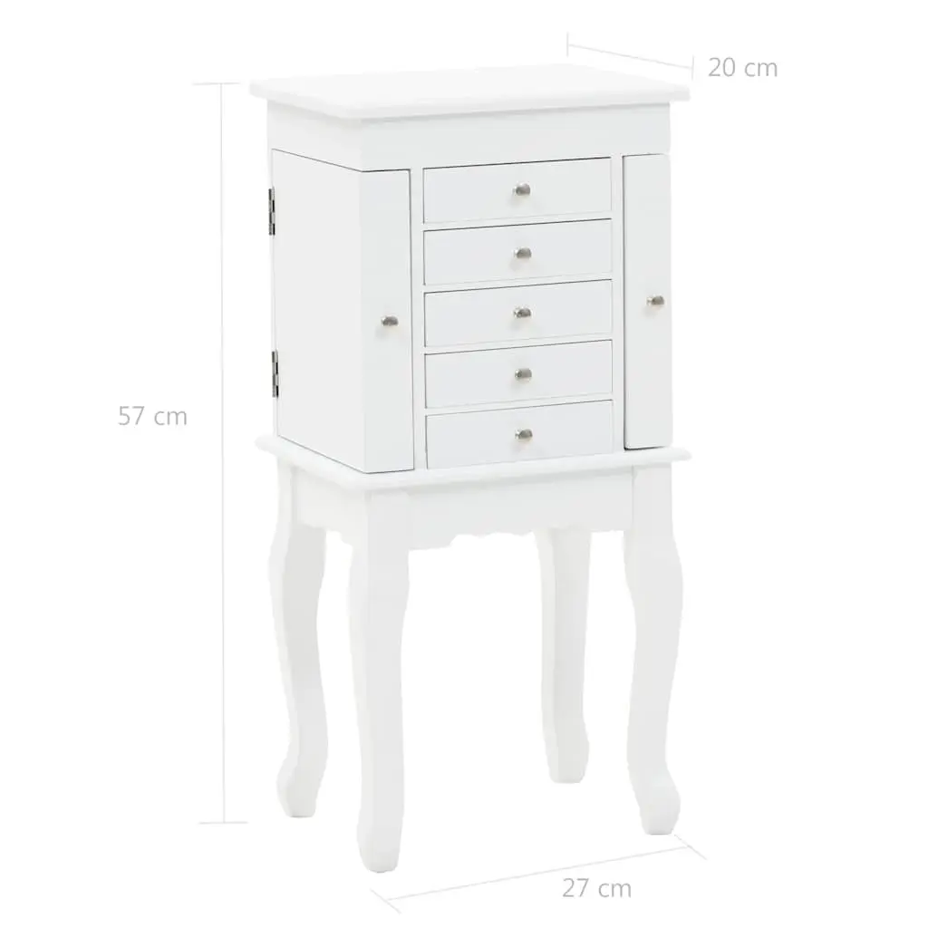 Jewelry Cabinet Free Standing Storage Box Organizer White