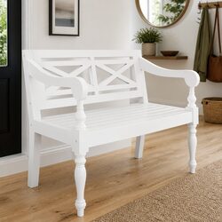 Solid Mahogany Wooden Storage Bench 98 cm