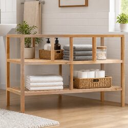 3-Tier Wooden Storage Shelf for Bathroom and Home Use