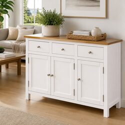 Solid Oak and Acacia Wood Sideboard 110x33.5x70 cm