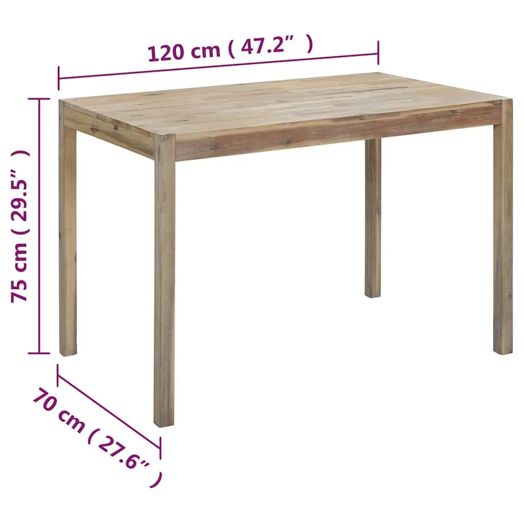 Dining Table Easy Cleaning 120x70x75cm Brown Solid Acacia Wood