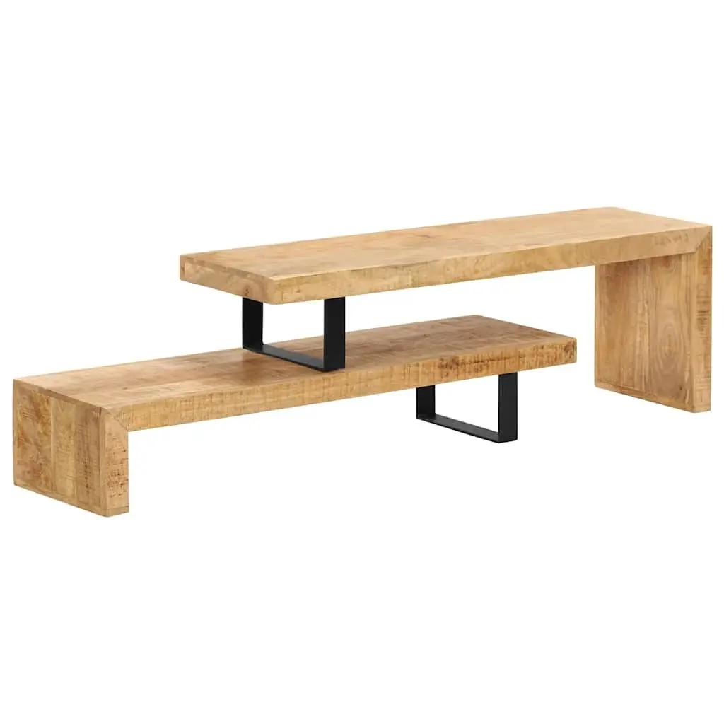 TV Stand Solid Mango Wood Durable Brown Living Room Media Entertainment Cabinet Unit