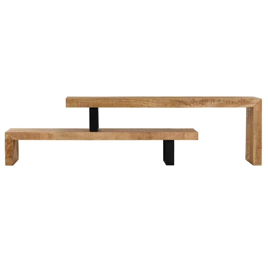 TV Stand Solid Mango Wood Durable Brown Living Room Media Entertainment Cabinet Unit