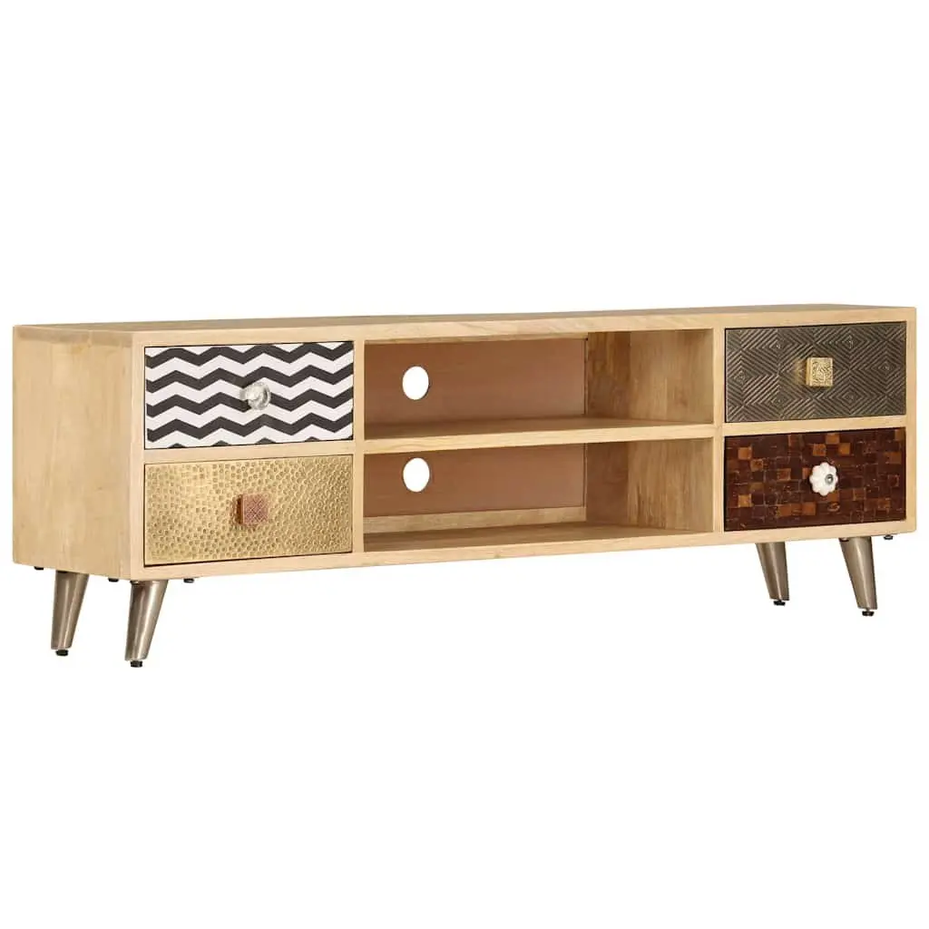 TV Cabinet Industrial Style Solid Mango Wood Brown 120x30x40 cm