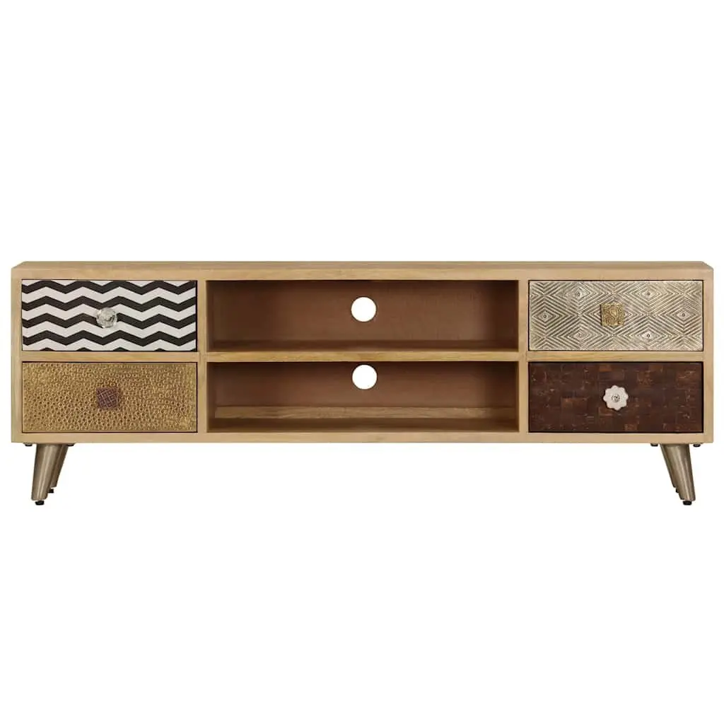 TV Cabinet Industrial Style Solid Mango Wood Brown 120x30x40 cm