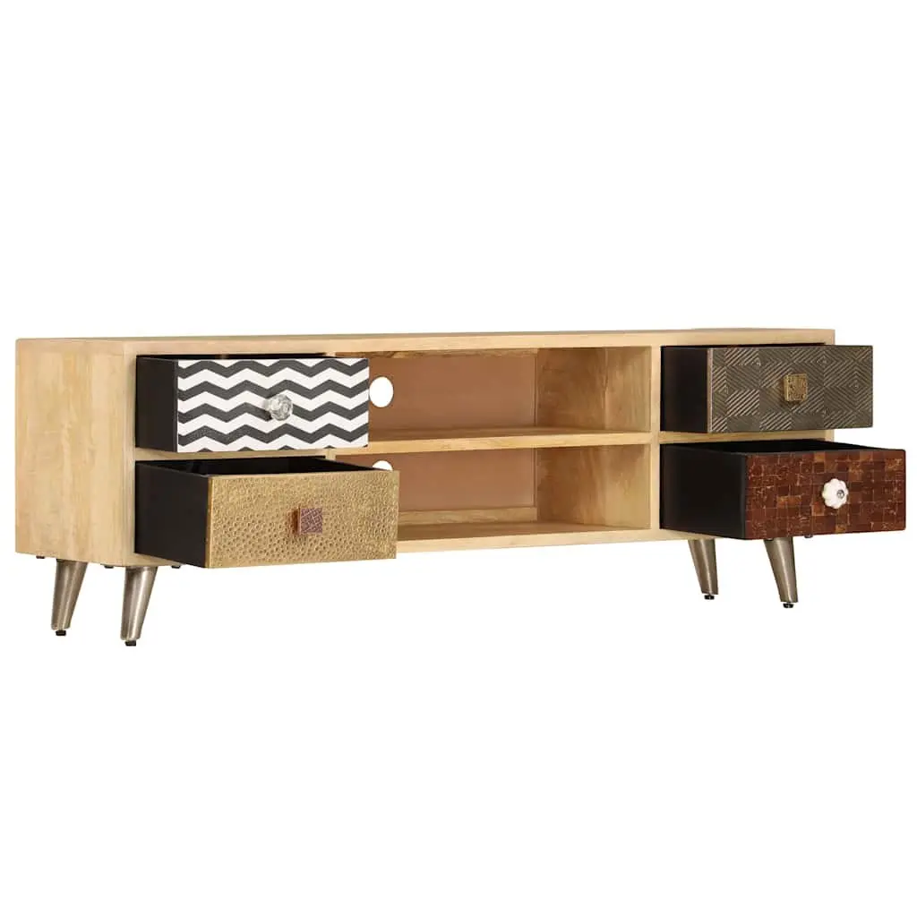 TV Cabinet Industrial Style Solid Mango Wood Brown 120x30x40 cm