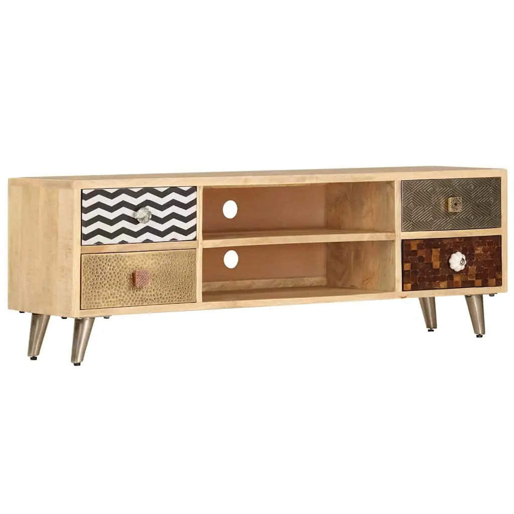 TV Cabinet Industrial Style Solid Mango Wood Brown 120x30x40 cm