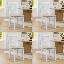 Set of 4 Grey Dining Chairs with Solid Rubber Wood