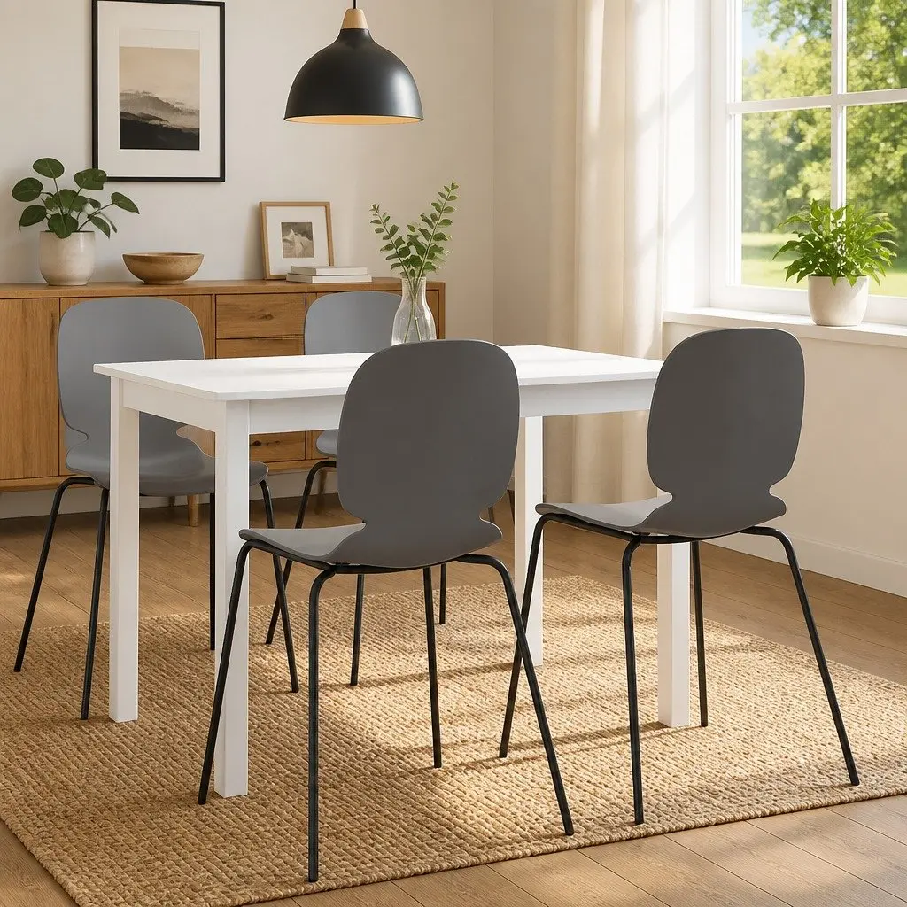 Dining Table Easy to Clean 114x71x75 cm White Solid Rubber Wood