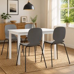 Dining Table in White 114x71x75 cm Rubber Wood Construction