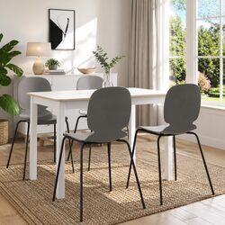 Solid Rubber Wood Dining Table with MDF Top, 114x71x75cm