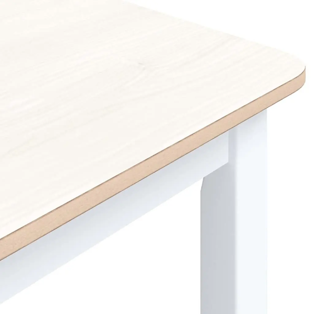 Dining Table Solid Rubber Wood Easy Maintenance 114x71x75cm White Brown