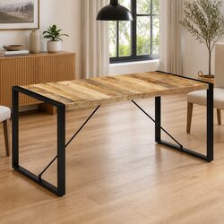 Mango Wood Dining Table 160x80x75cm with Steel Legs