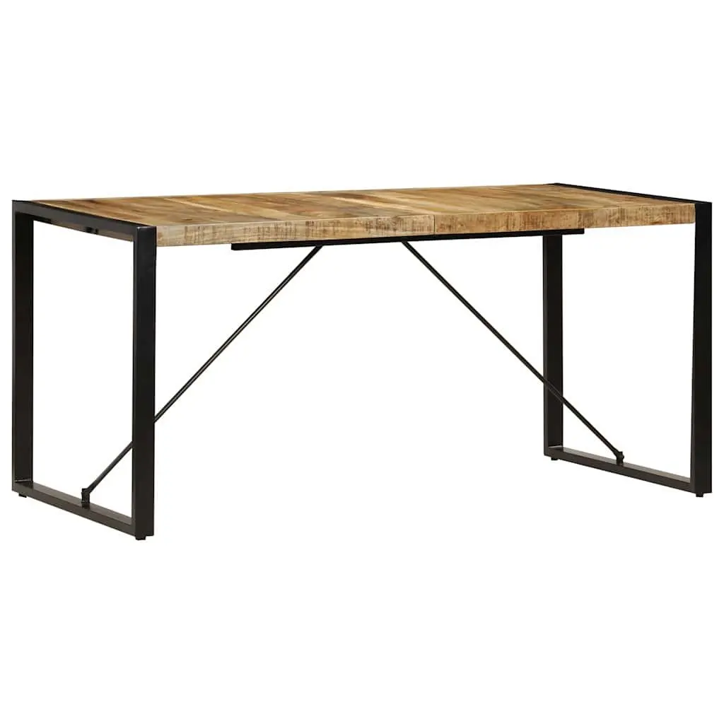 Industrial Dining Table Solid Mango Wood Brown 160x80x75cm Kitchen