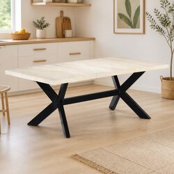 Solid Mango Wood Dining Table 200x100x75 cm with Steel Frame