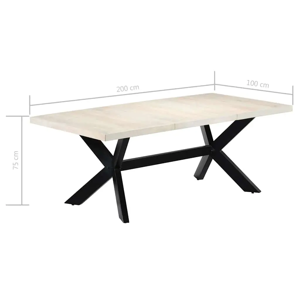 Dining Table Modern Style Comfort 200x100x75 cm White Solid Mango Wood
