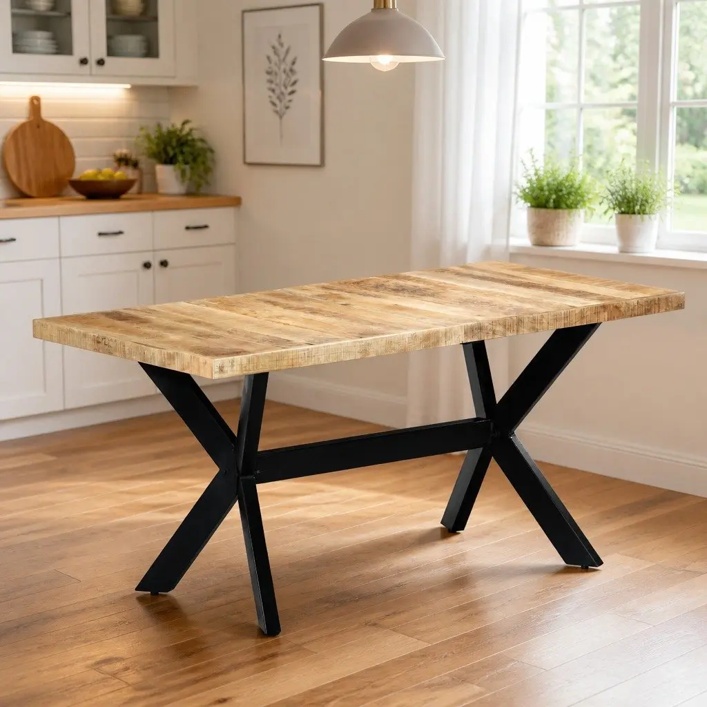Dining Table Industrial Style Solid Rough Mango Wood 160x80x75 cm Brown