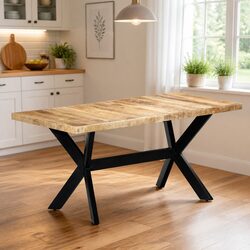 Dining Table in Solid Rough Mango Wood, 160x80x75 cm