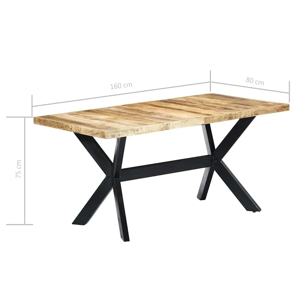 Dining Table Industrial Style Solid Rough Mango Wood 160x80x75 cm Brown