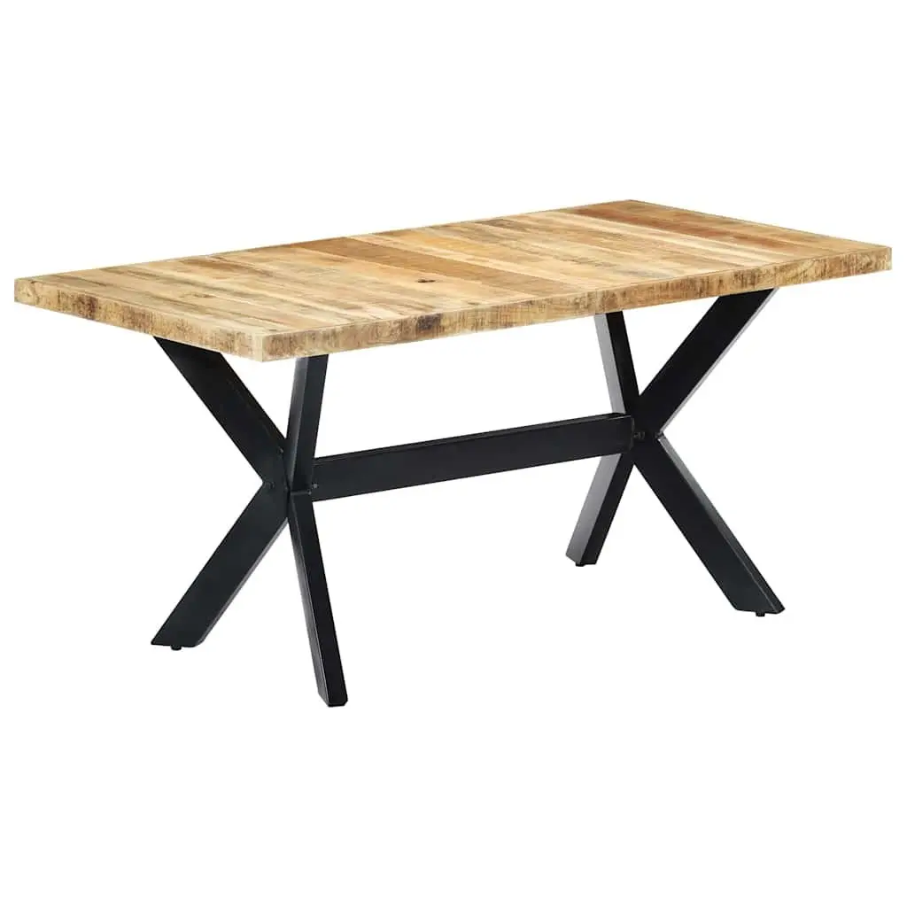 Dining Table Industrial Style Solid Rough Mango Wood 160x80x75 cm Brown