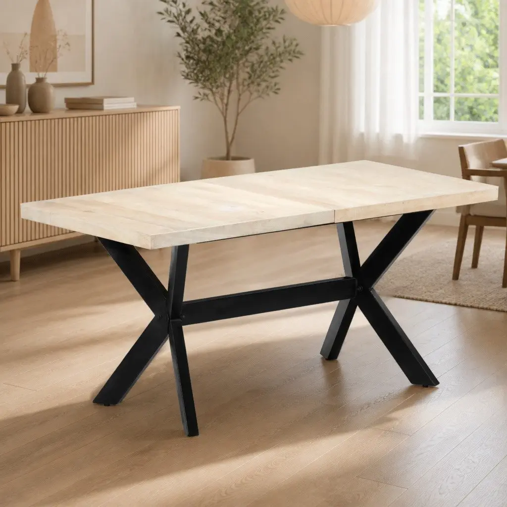 Dining Table Industrial Style Comfort 160x80x75 cm White Solid Mango Wood