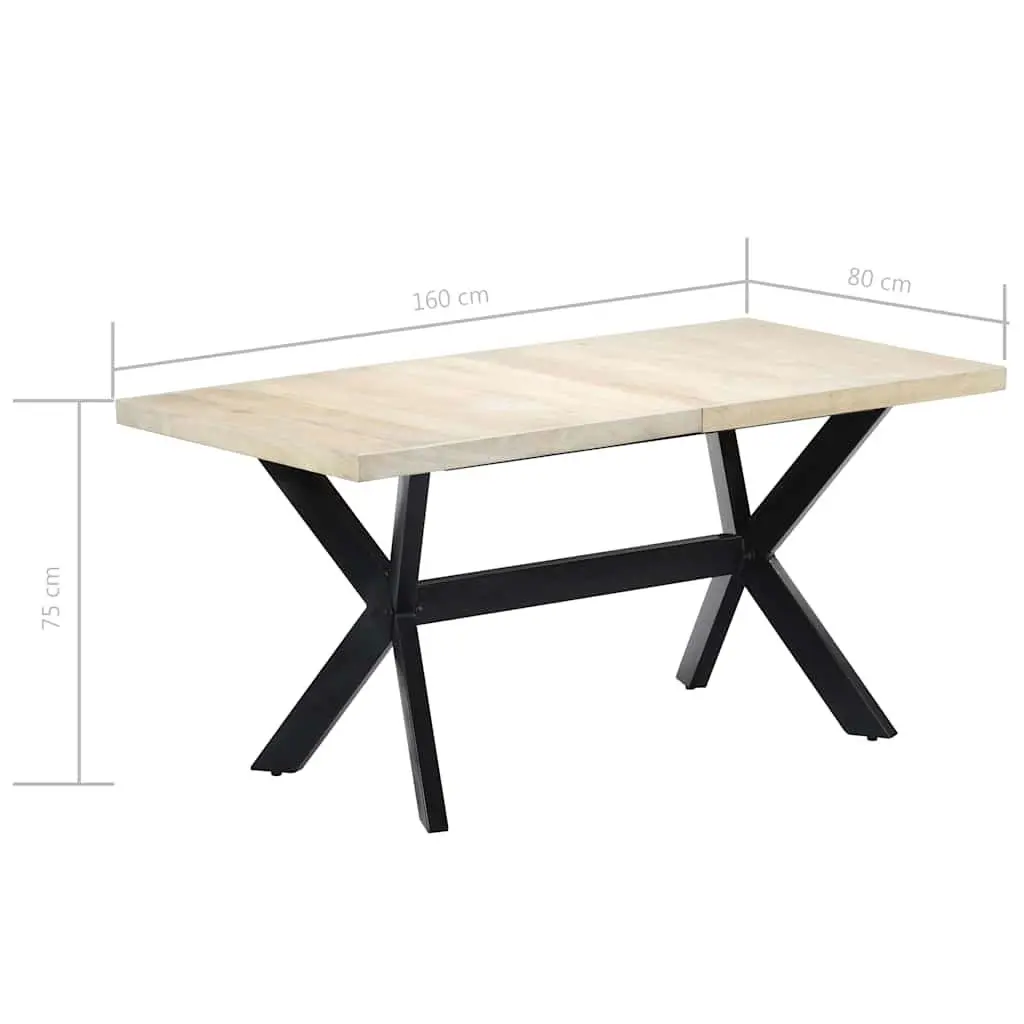 Dining Table Industrial Style Comfort 160x80x75 cm White Solid Mango Wood