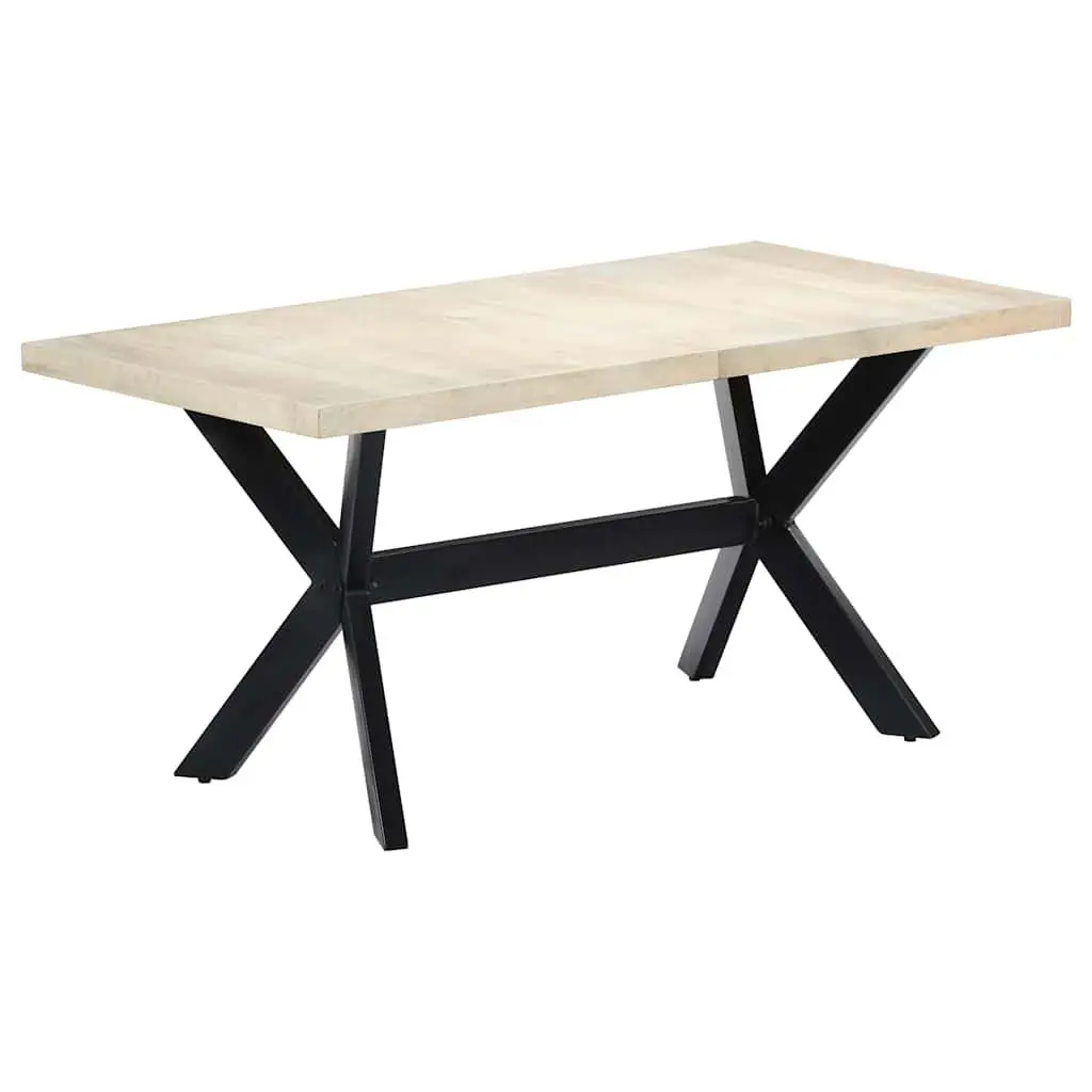 Dining Table Industrial Style Comfort 160x80x75 cm White Solid Mango Wood