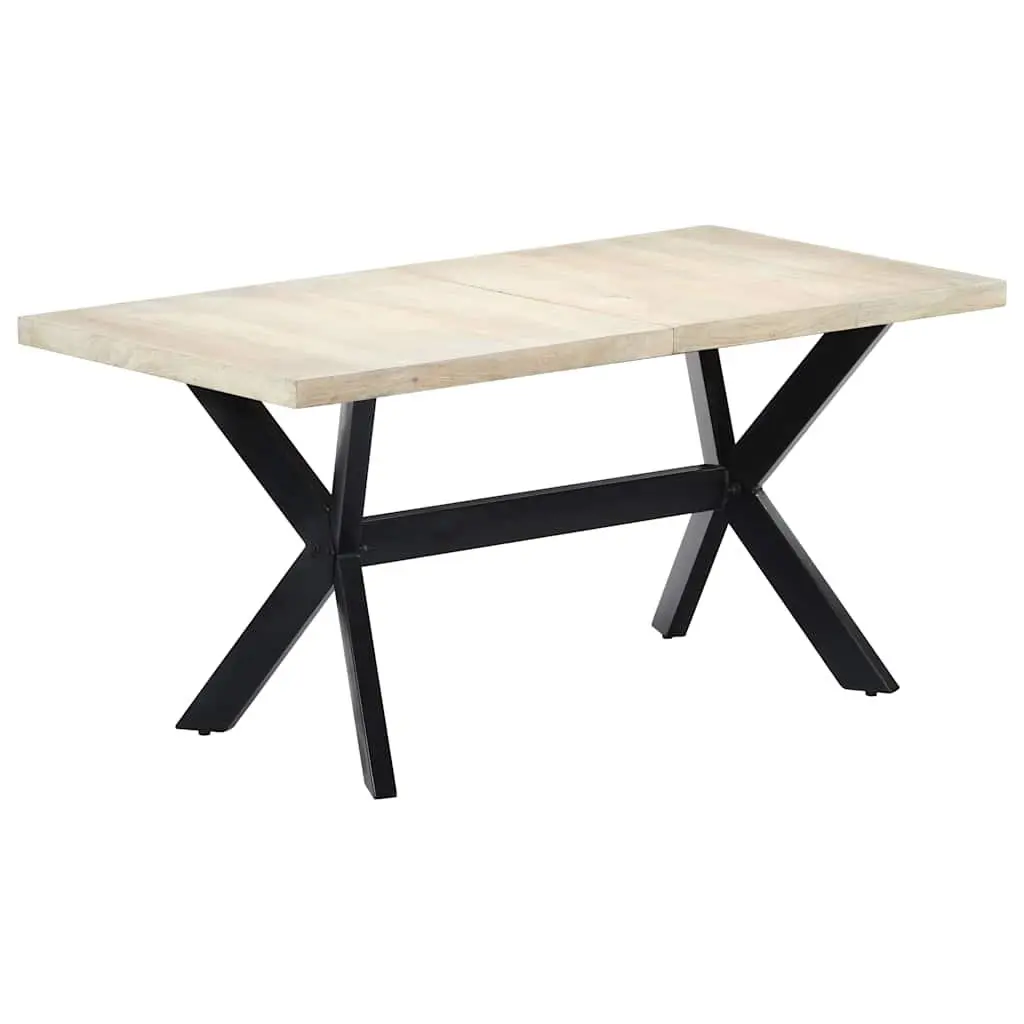 Dining Table Industrial Style Comfort 160x80x75 cm White Solid Mango Wood