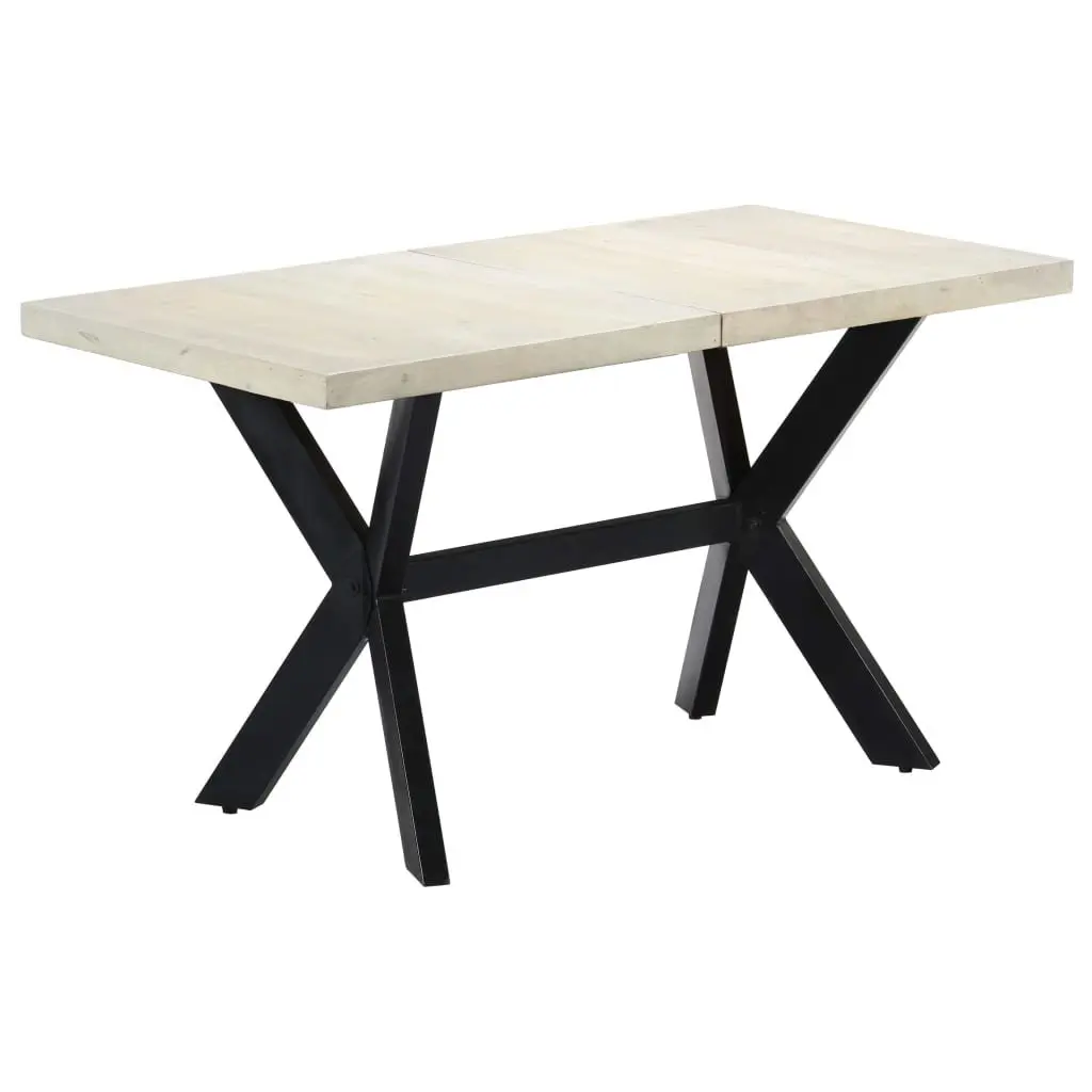 Dining Table Solid Mango Wood Modern 140x70x75cm Bleached Brown