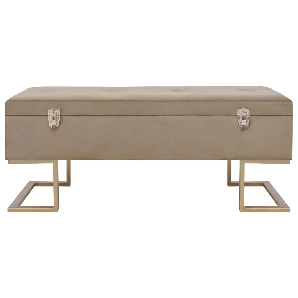 Storage Bench 105 cm Beige Velvet Upholstered Entryway Seating with Compartment