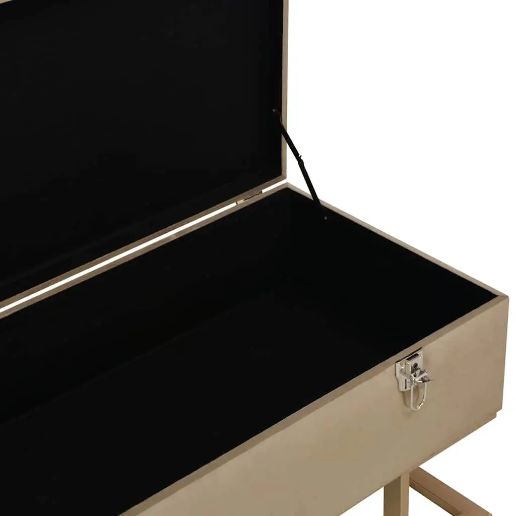 Storage Bench 105 cm Beige Velvet Upholstered Entryway Seating with Compartment