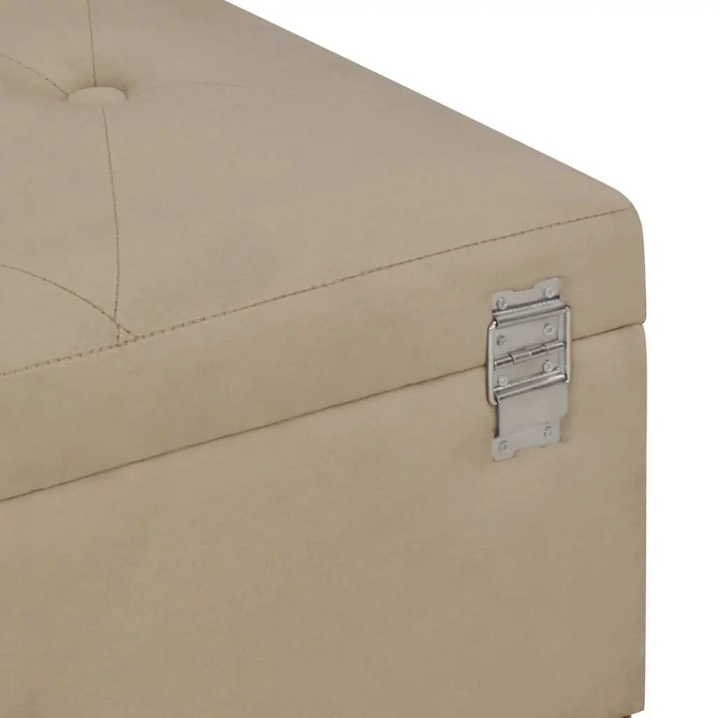 Storage Bench 105 cm Beige Velvet Upholstered Entryway Seating with Compartment