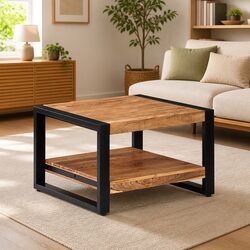 Acacia Wood Coffee Table 60x60x40 cm Brown Handmade