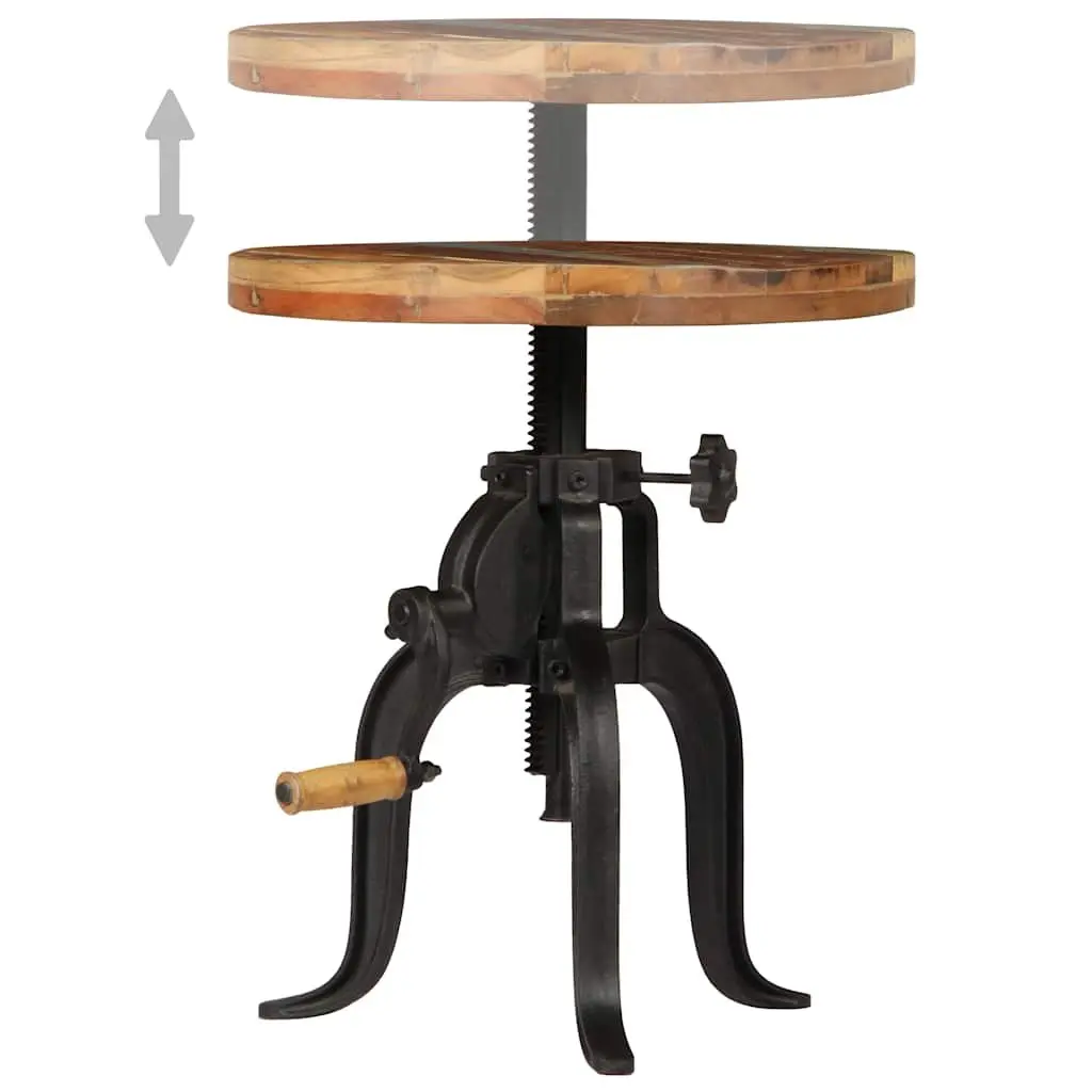 Adjustable Side Table Vintage Style 45-62cm Multicolour Reclaimed Wood Cast Iron Legs