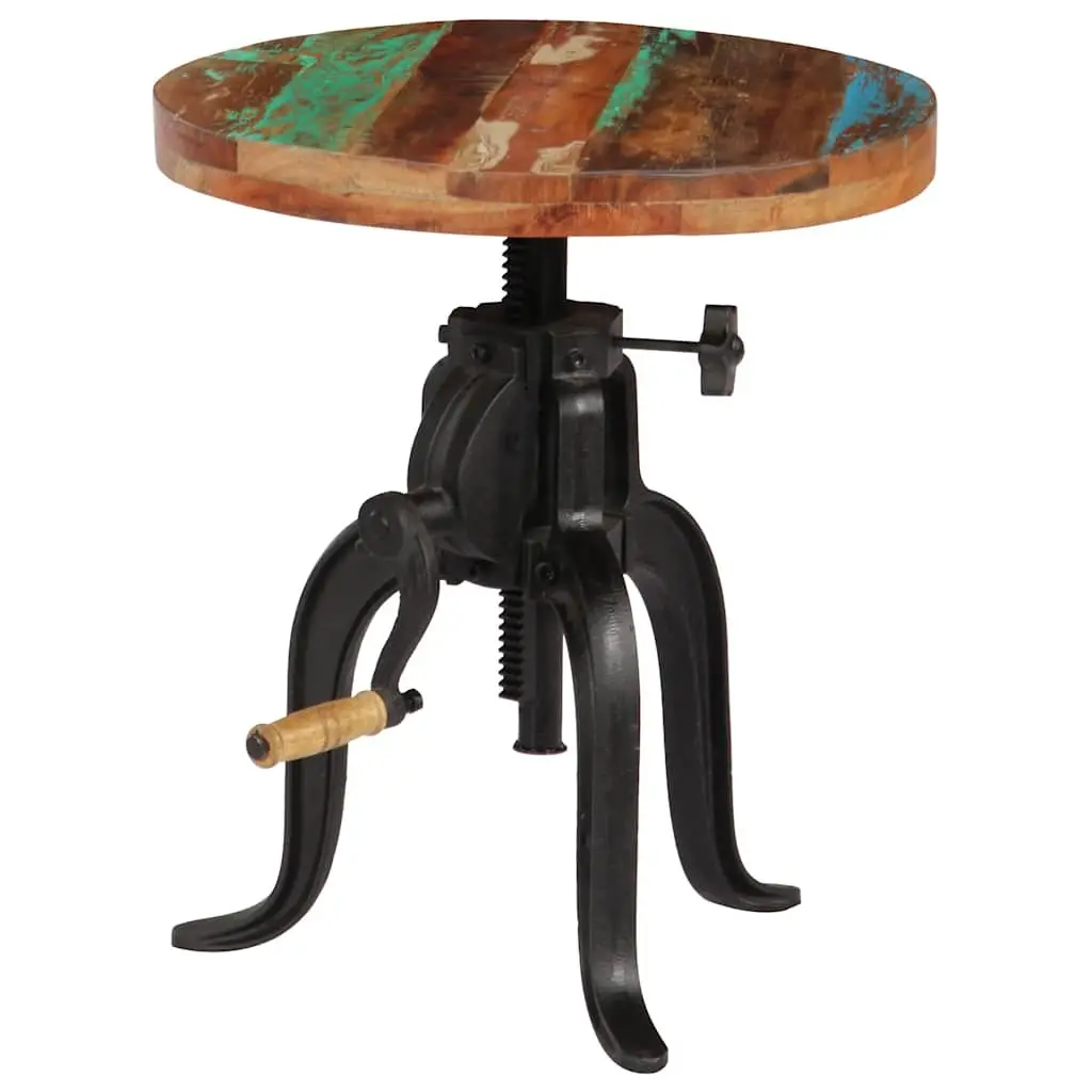 Adjustable Side Table Vintage Style 45-62cm Multicolour Reclaimed Wood Cast Iron Legs