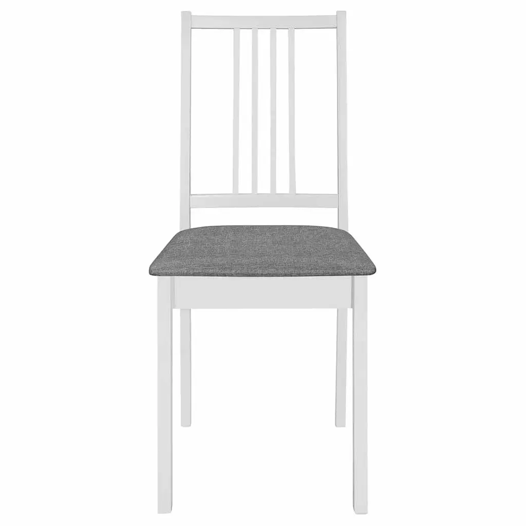 Dining Chairs Cushioned 4 Piece White Solid Wood