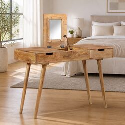 Dressing Table with Mirror: Solid Mango Wood Construction