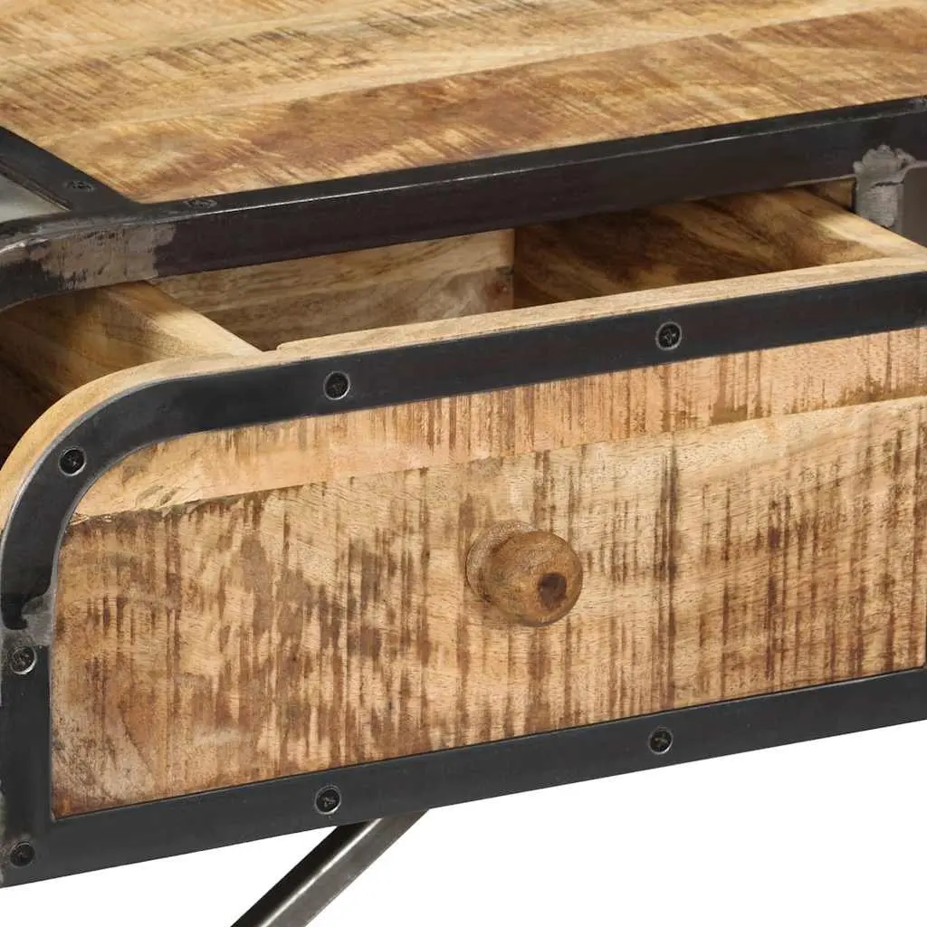 Sideboard Antique Style 120x30x75cm Brown Solid Mango Wood with Iron Frame