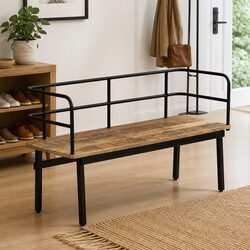 Solid Mango Wood and Iron Bench 120x40x70 cm in Brown